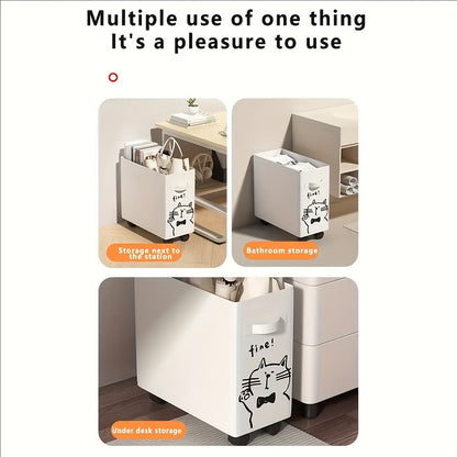 Multi-Functional Under-Desk Rolling Storage Cart with Wheels – Space-Saving Office Organizer, White & Black Options, Includes Removable Storage Frame for Kitchen, Dorm, and Apartment Use, Dorm Room Organizer, Spacesaving Design, Wheeled Base