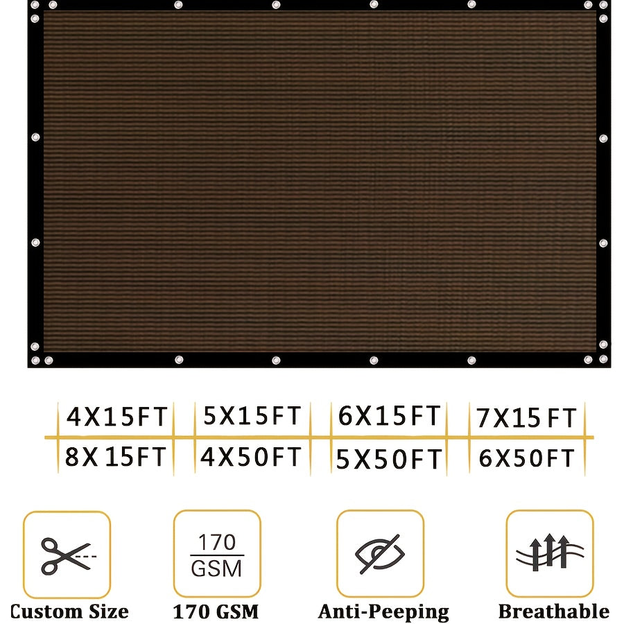 6X50ft Fence Privacy Screen, Heavy Duty Privacy Fence Screen, Outdoor Shade Cloth Mesh Barrier, Cable Zip Ties Included, Brown