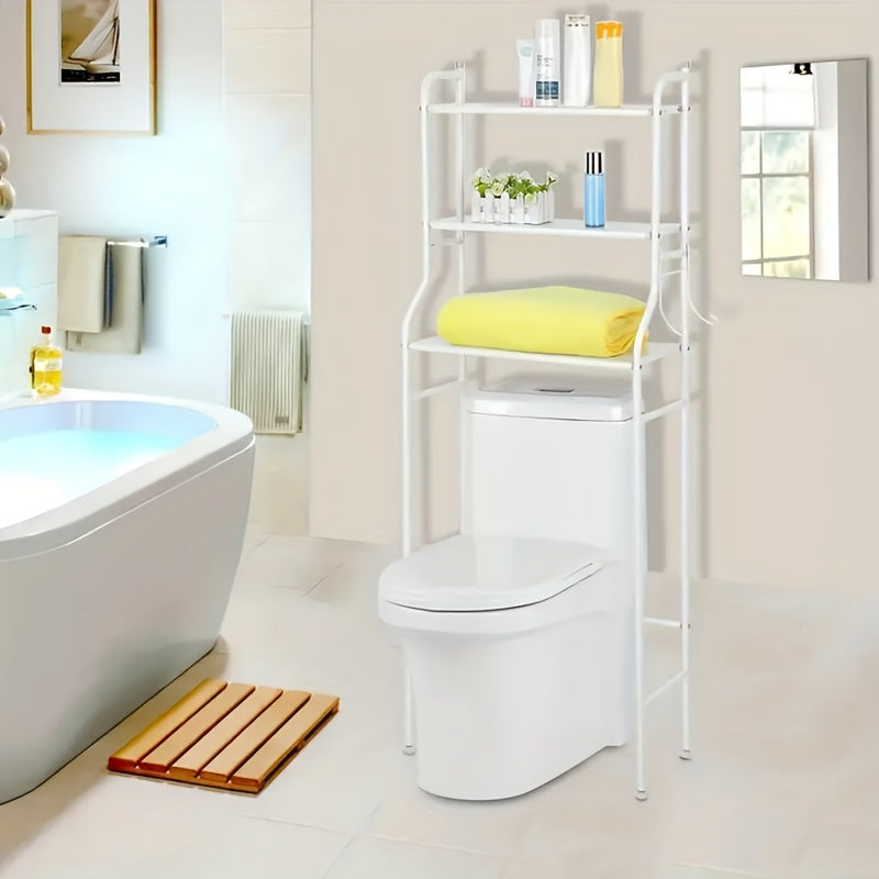 3-Tier Metal Bathroom Storage Rack, Space-Saving Over-the-Toilet Shelf Organizer with Frame, No-Drill Setup for Small Spaces, Toilet Storage Solutions | Minimalistic Design | No-Drill Setup, Bathroom Organizer And Storage, Business Vertical Rack