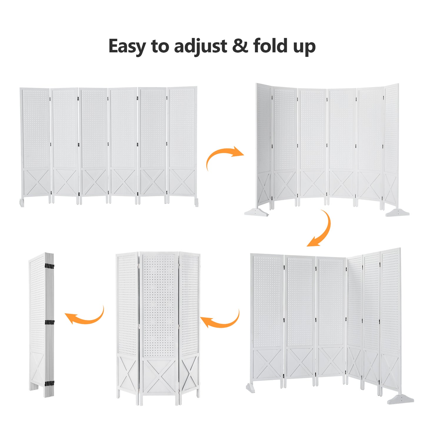 VINGLI 60''H Freestanding Pegboard, Wood Room Divider Display Board Organizer with Support Feet, Folding Privacy Screen Partition Space Separator for Craft Shows Events Retail