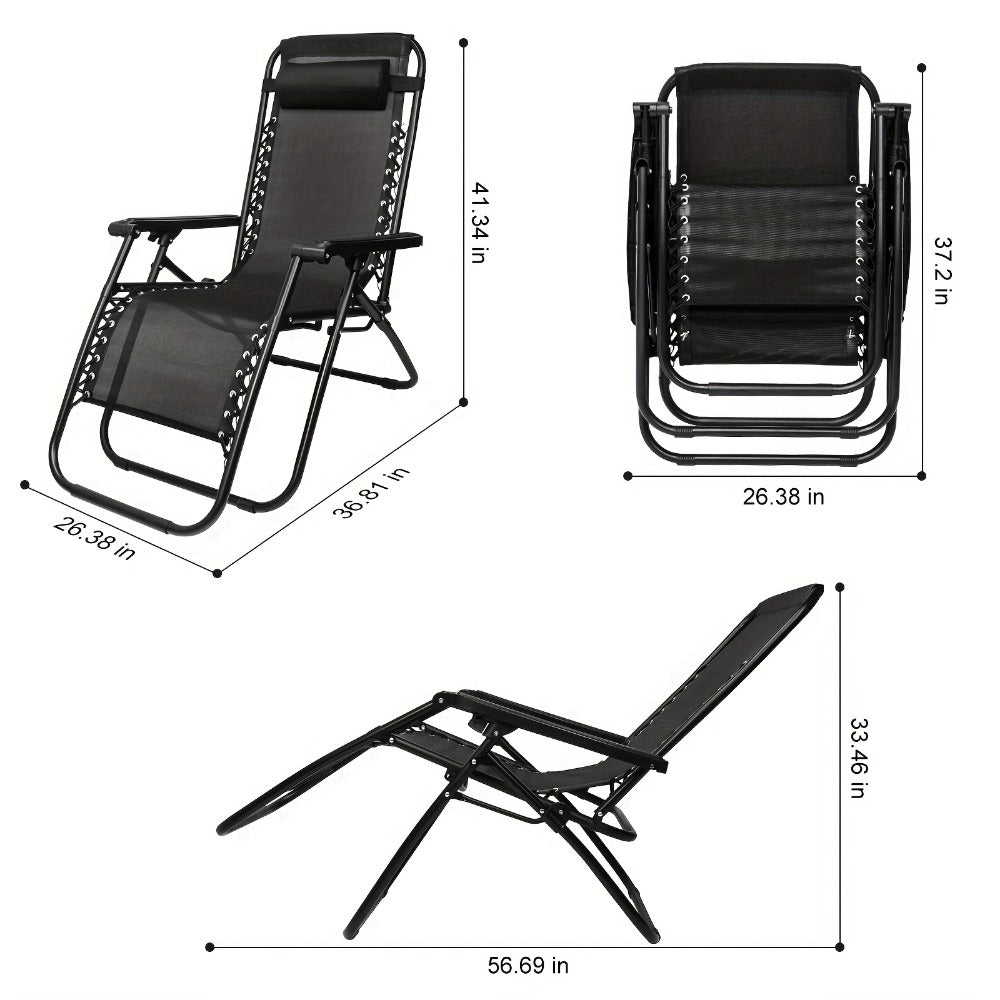 Zero Gravity Recliner Chair Portable Folding Lounge Chair with Adjustable Pillow for Beach Camping Patio Outdoor – Lightweight Foldable Reclining Chair 26 & 29 Inch, Free US Shipping