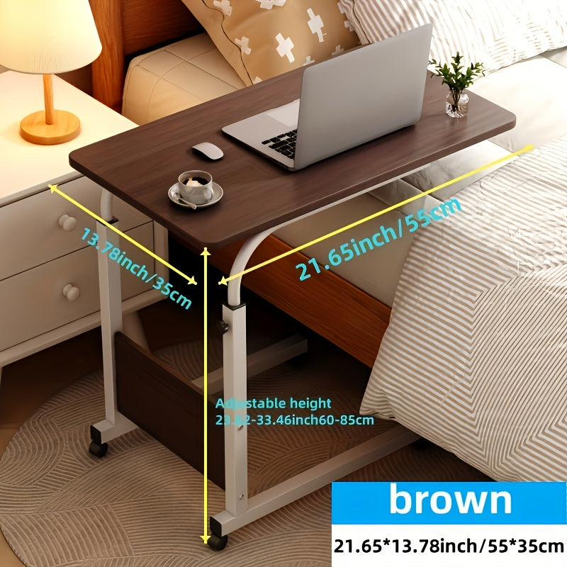 1 Movable Multifunctional Computer Desk, Home Bedroom Bedside Table Computer Desk, Bedroom, Living Room Dormitory, Lazy And Simple Student Writing Desk, Movable And Adjustable Height Laptop Desk, 360 Degree Rotating Wheels, Perfect Birthday Gift.