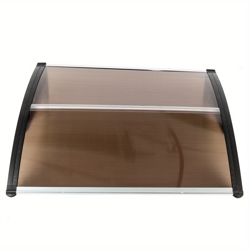 Door Window Awning 40x40 Inch Polycarbonate Panel Exterior Canopy with Aluminum Strips & Black ABS Brackets for Home Eaves Rain Sun Shade