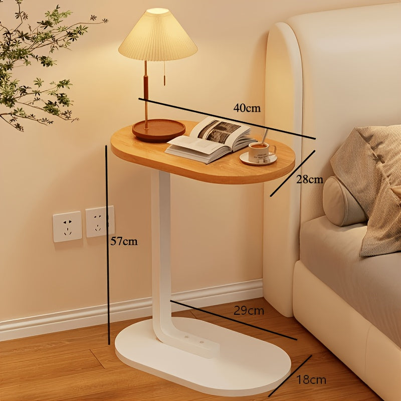 Mall C-shaped Side Table, Round Bedside Sofa End Table, TV Tray Table, Simple Bedside Table, Narrow Side Table In Living Room, Bedroom, Office, Easy to Install, Good Things At Home