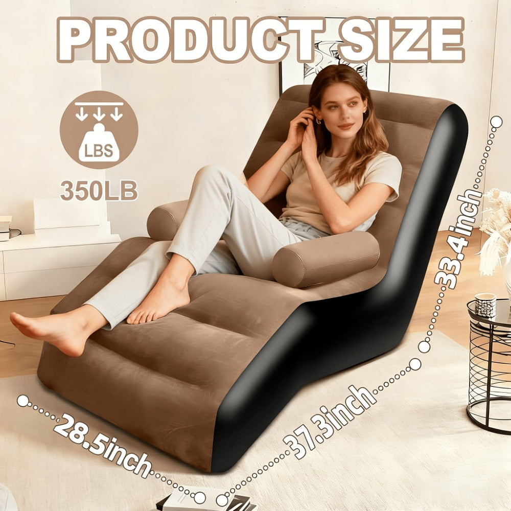 Camping Inflatable Couch with Armrest & Waterproof Flocked Surface – Portable Air Sofa Lounge Chair for Adults, Outdoor Camping, Movie Night & Indoor Use