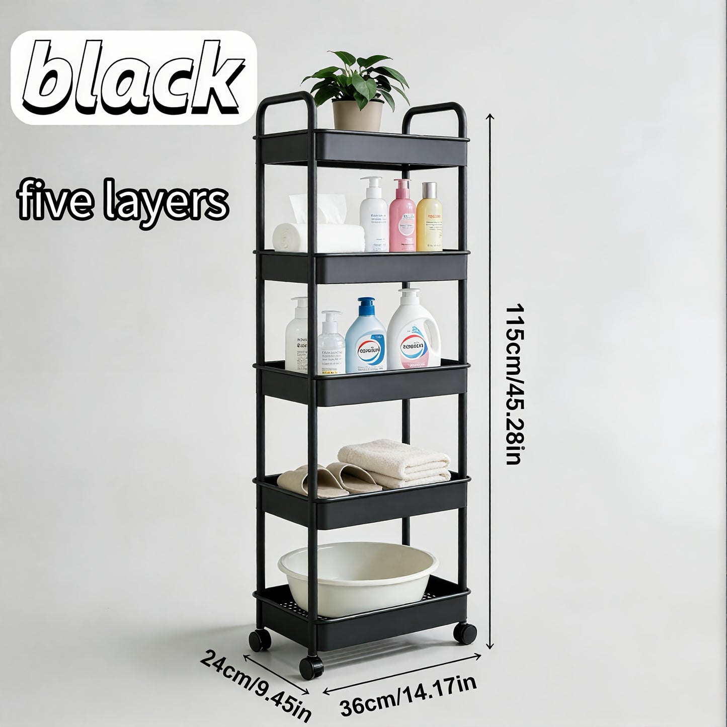 Multifunctional Trolley Rack Kitchen Bathroom Toilet Floor Multi-Layer Movable Storage Rack Practical Home Organization Modern Easy Design