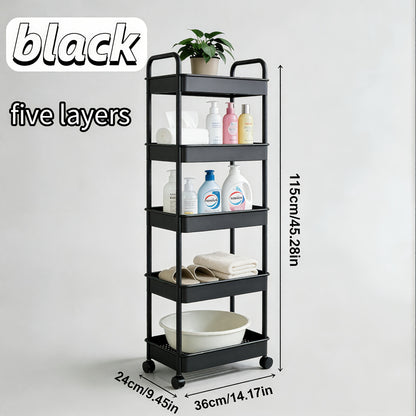 Multifunctional Trolley Rack Kitchen Bathroom Toilet Floor Multi-Layer Movable Storage Rack Practical Home Organization Modern Easy Design