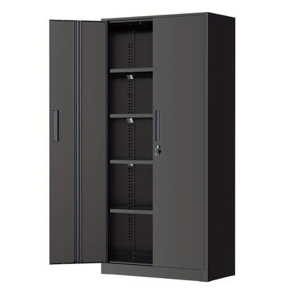Metal Storage Cabinet, 71''/ 36''H for garage Storage Cabinet With Adjustable Shelves And Lockable Doors, Closet Storage And Organization For Garage, Gym, Home Office, School, Easy To Assemble