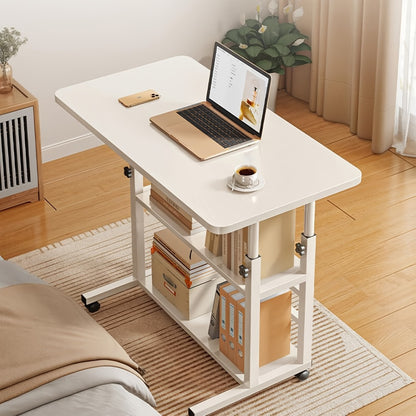 Adjustable Height Mobile Laptop Desk on Wheels with Storage, Rolling Standing Desk for Students Home Office Bedroom Small Spaces, Portable Wheeled Laptop Table in Multiple Styles