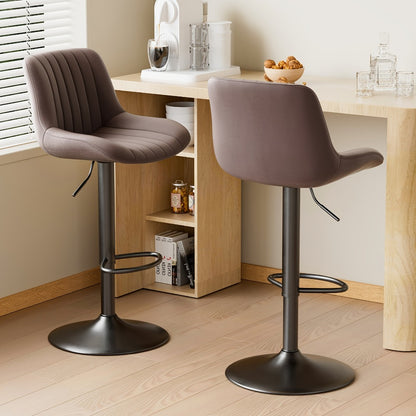 Counter Height Bar Stools Set of 1 2 3 4 Adjustable Swivel Upholstered Barstools with Back & Footrest for Kitchen Counter & Island – 6 Colors