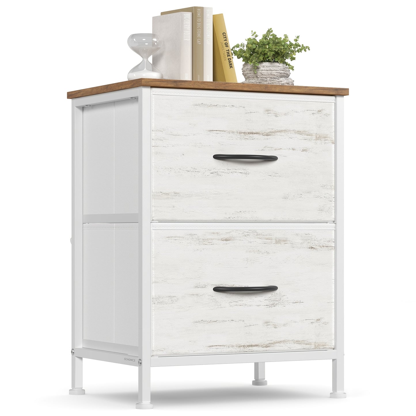 2 Drawer Dresser for Bedroom, Fabric Storage Chest Nightstand, Sturdy Steel Frame MDF Top, Non-Woven Drawer Organizer Unit for Closet Entryway