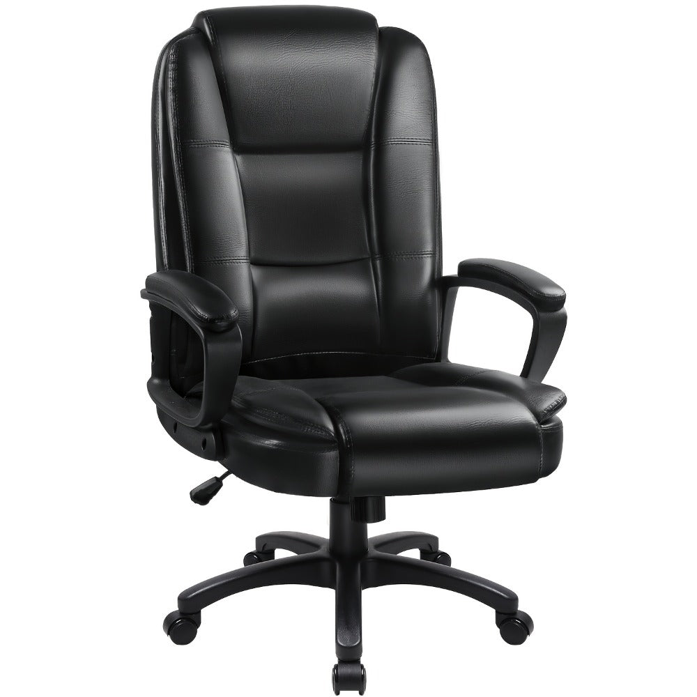 Big & Tall Executive Office Chair 400 lbs – Ergonomic PU Leather High Back Chair with Adjustable Armrests & Lumbar Support, Long Sitting Comfort, Home Office & Computer Desk, Brown Grey White