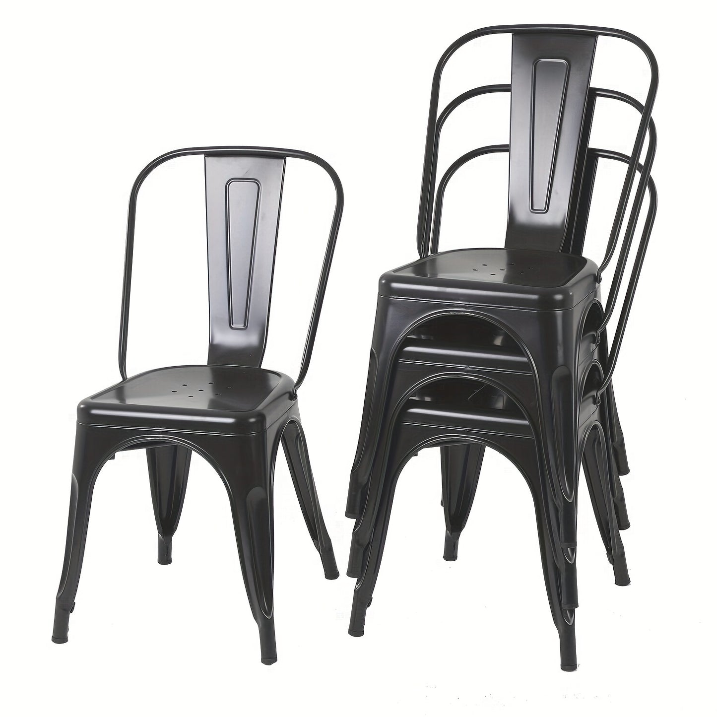 4-Pack Stackable Metal Chairs | Classic Iron Dining Chairs, 18 Inch, for Patio, Dining, Bistro, Cafe, Side Barstool, Coffee Chair, Indoor-Outdoor Use, Mixed Color, DOPINMIN