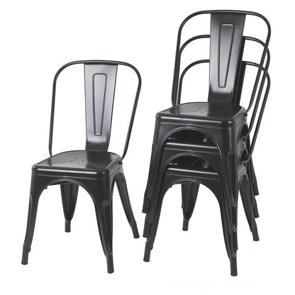 4-Pack Stackable Metal Chairs | Classic Iron Dining Chairs, 18 Inch, for Patio, Dining, Bistro, Cafe, Side Barstool, Coffee Chair, Indoor-Outdoor Use, Mixed Color, DOPINMIN