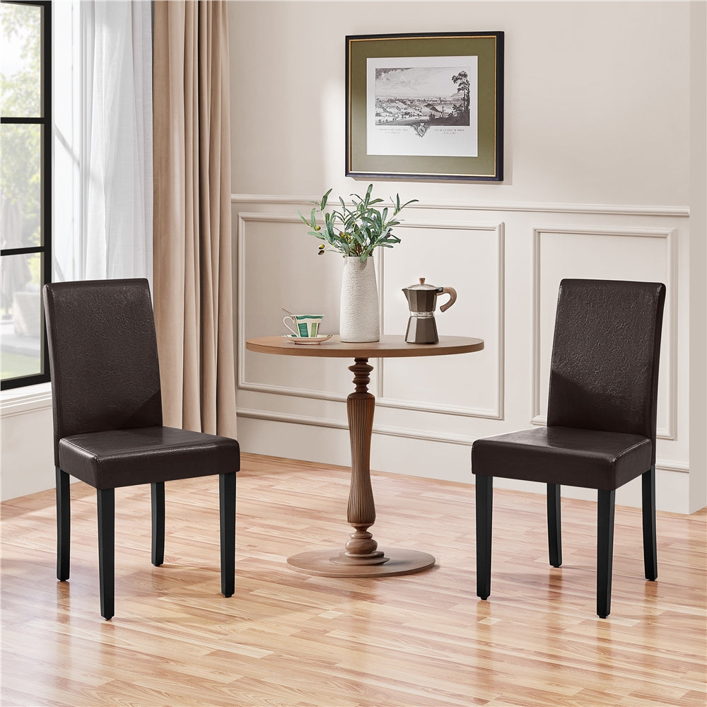 Costoffs Upholstered Dining Chairs Set of 2/4, Padded Leather Side Chairs with High Back & Rubberwood Legs, Modern Kitchen Chairs for Home, Kitchen & Restaurant, Black/White/Gray/Brown