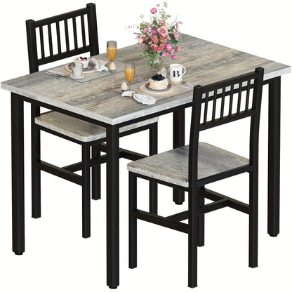 3-Piece Small Space Dining Table & Chair Set with Ladder Back Chairs – Compact Kitchen Table Set for Living Room, Bedroom & Apartment