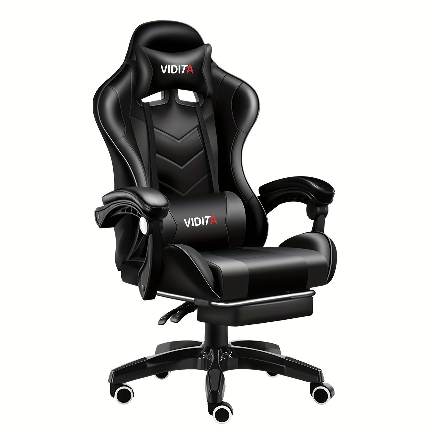 Ergonomic High-Back Gaming Chair with Footrest - PU Leather Reclining Office Desk Chair Suitable for E-Sports, Adjustable Swivel Lumbar Support & Racing Style Gamer Chair