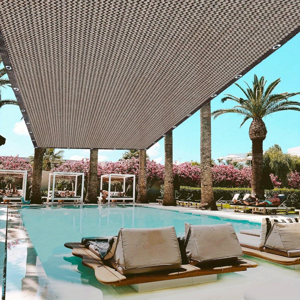 Rectangular Shade Net 10ft x 20ft – 85% UV Sun Protection, Breathable & Water-Permeable with Reinforced Edging for Outdoor Courtyard, Pool, Balcony, Garden & Patio, Coffee Brown