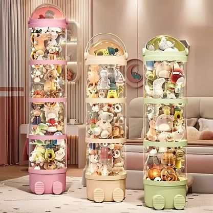 Four-layer Transparent Large-capacity Plastic Storage Bucket, Plush Animal House Design, High-transparency Storage Bucket, Keeps Plush Tidy, Suitable for Dollhouse Bedrooms And Living Room Decor, Perfect Mother's Day Gift