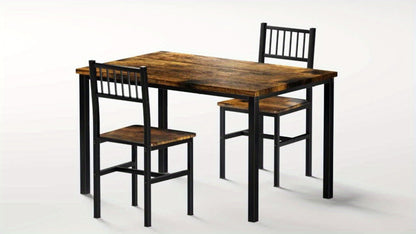 3-Piece Small Space Dining Table & Chair Set with Ladder Back Chairs – Compact Kitchen Table Set for Living Room, Bedroom & Apartment