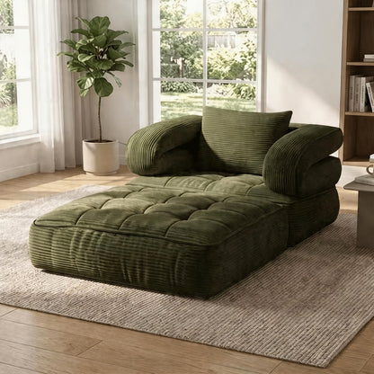 Convertible Sofa Bed No Assembly Required, Multi-Position High-Density Sponge Corduroy Sofa for Small Spaces Bedroom Apartment RV, Lazy Lounger Movie Sofa
