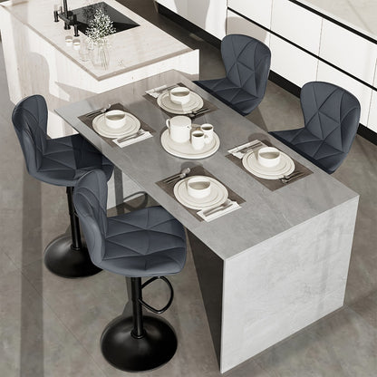 Swivel Bar Stools Set of 1/2/3/4, Adjustable Height Faux Leather Upholstered Counter Stools with Back & Thickened Cushion, Modern Island Barstools for Kitchen, Restaurant & Home Bar – Black White Gray Khaki