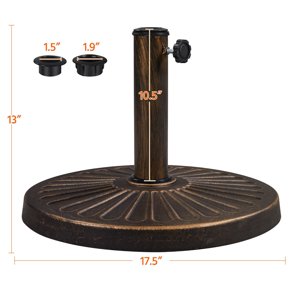 Costoffs Heavy Duty Umbrella Base Stand, 22/26.5/30 lbs, Outdoor Patio Market Umbrella Base Stand, Round All-Weather Resin Umbrella Stand for Patio, Garden & Commercial Use, Bronze/Black