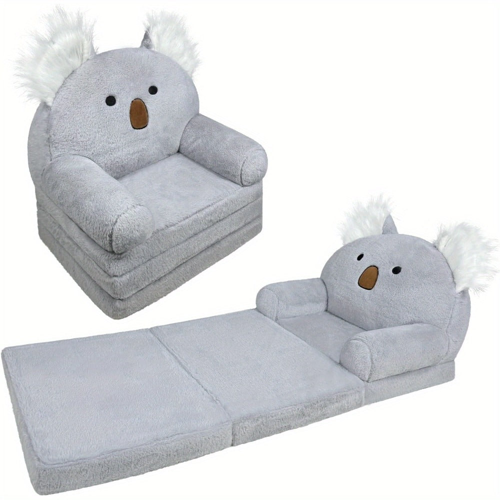 Kids Foldable Sofa Chair, Soft Plush Milk Cow Pattern 2-in-1 Flip Open Children's Lounger, Removable Washable Cover, Lightweight Comfy Animal Chair for Boys & Girls Reading Nook