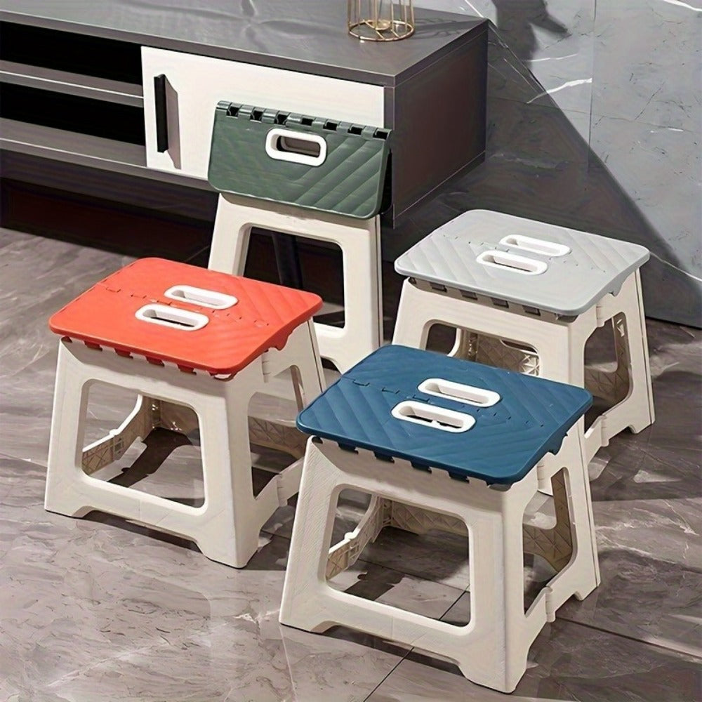 Folding Step Stool 300 LB Capacity with Handle, 9 Inch Non-Slip Foldable Foot Stool for Adults Kids Seniors, Portable Plastic Stepping Stool for Bathroom Kitchen Bedroom Outdoor Travel Camping