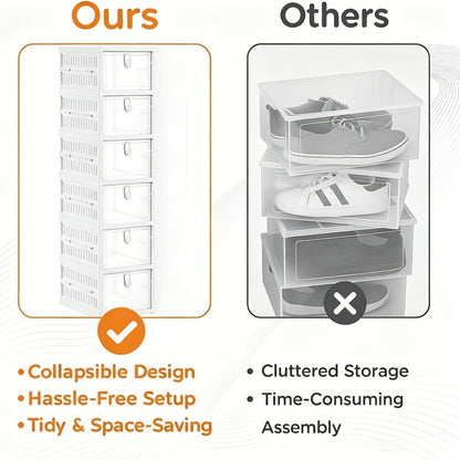 Foldable Shoe Storage Organizer 3, 5 or 6-Tier | Large Capacity Space-Saving Shoe Cabinet for Entryway, Corridor, Bedroom & Living Room | Stackable Multi-Functional Shoe Rack
