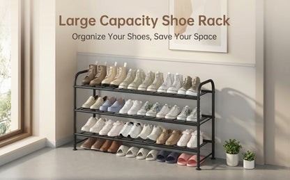 Shoe Rack Long 2/3/4 Tier Shoe Storage Organizer Metal Wide Shoe Shelf for Closet Entryway Bedroom 16/24/32 Paris Large Capacity