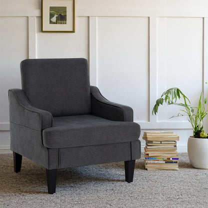 Mid-Century Modern Armchair, Plush Padded Accent Chair With Arms For Living Room Bedroom, Comfortable Lounge Chair For Apartment Waiting Room