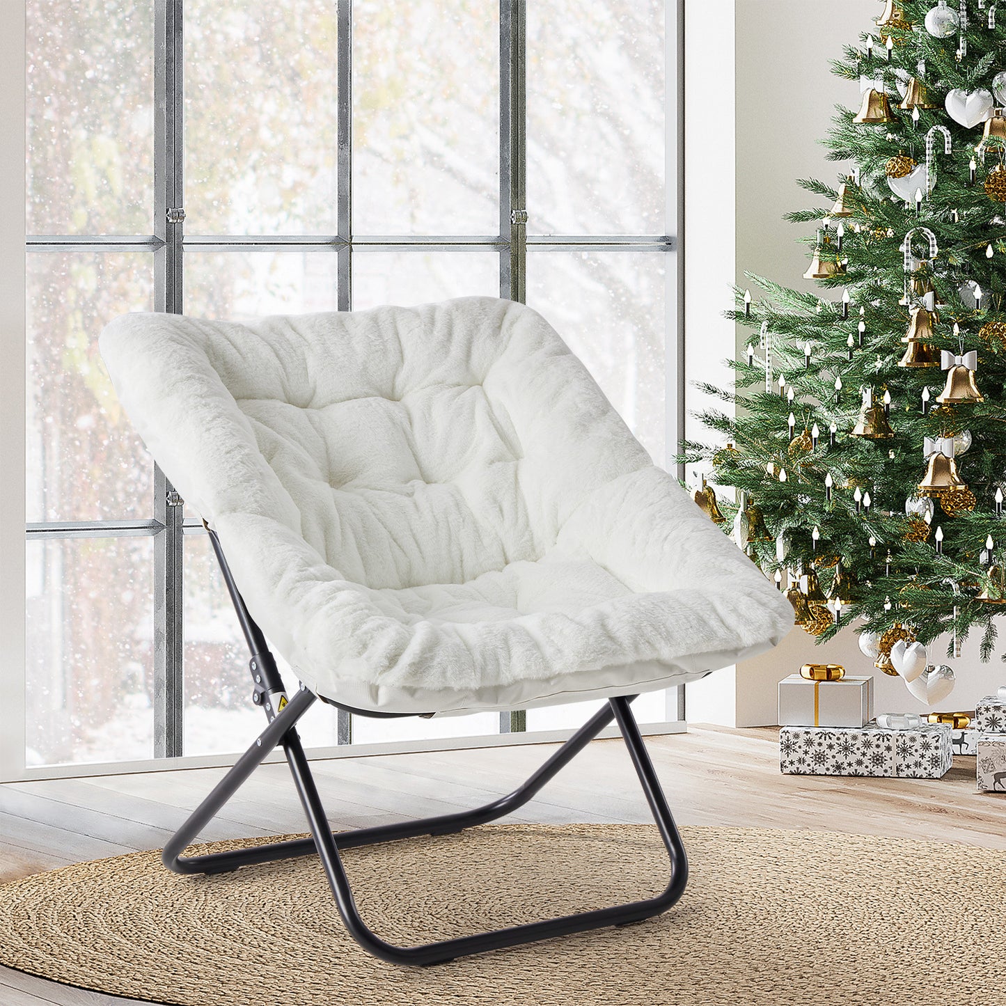 Comfy Chair for Adults, Soft Faux Fur Folding Lounge for Bedroom Living Room Dorm Rooms Flexible Reading Chair for Teens, Large Size Foldable