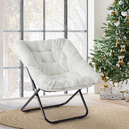 Comfy Chair for Adults, Soft Faux Fur Folding Lounge for Bedroom Living Room Dorm Rooms Flexible Reading Chair for Teens, Large Size Foldable