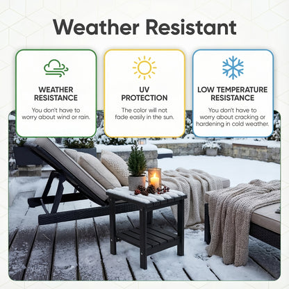 Adirondack Square Side Table, HDPE Outdoor Side Tables, Weather Resistant End Table for Patio, Backyard, Pool, Indoor Companion, Beach, Easy Maintenance
