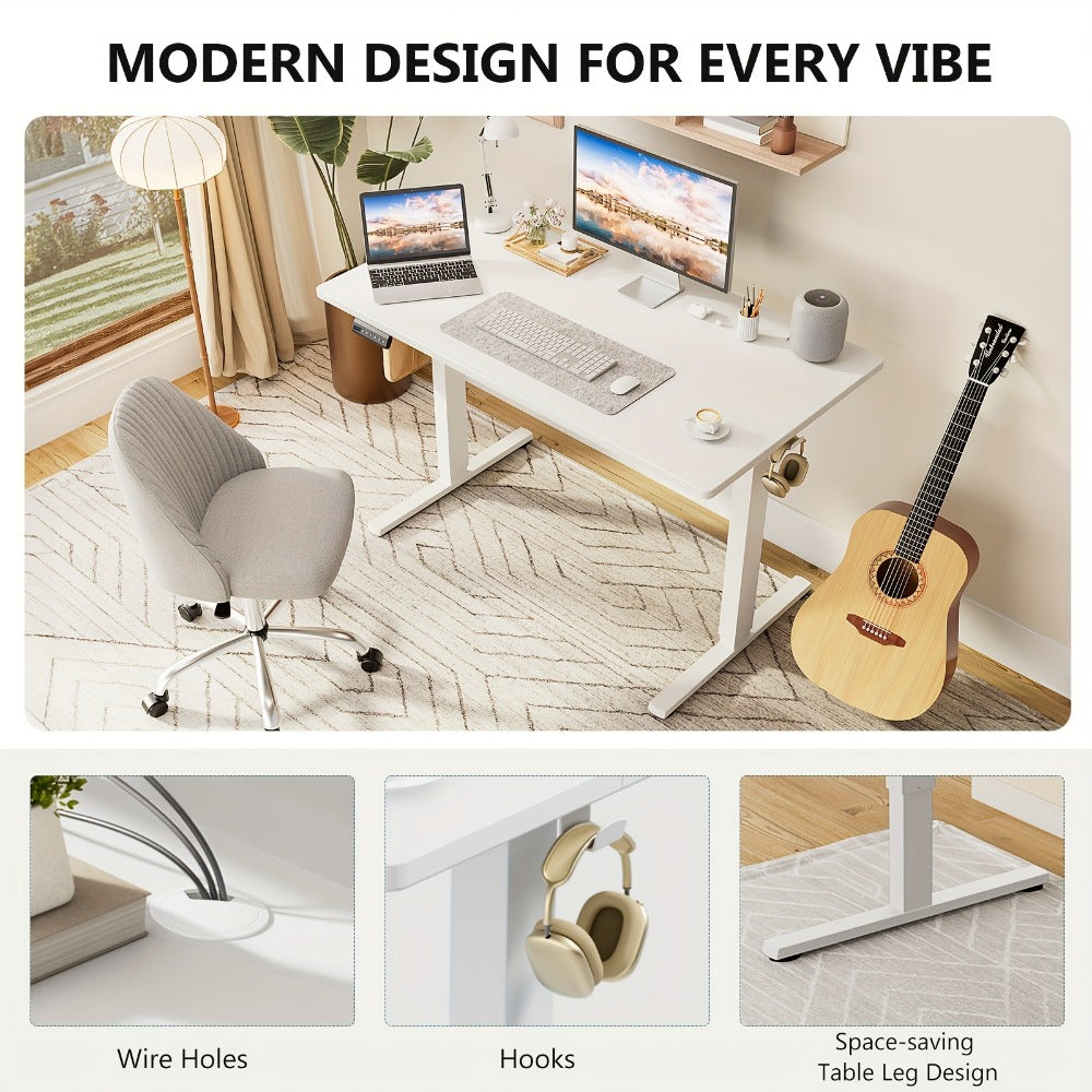 Electric Standing Desk Adjustable Height – Motorized Sit Stand Desk with Memory Presets, Home Office Ergonomic Workstation, 40/48/55 Inch, Black, Oak, Brown, White