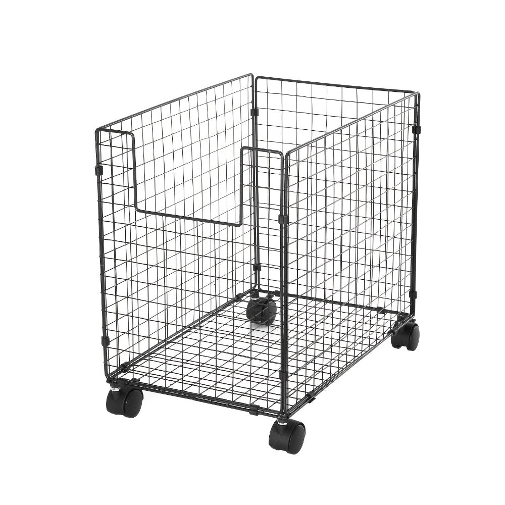 Metal Storage Basket with Wheels, Rolling Wire Organizer Bin for Laundry Bathroom Kitchen Pantry, Open Shelf Basket Home Organization Container No Lid