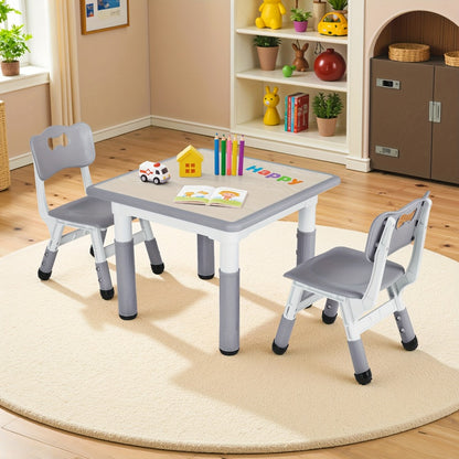 LIFERUN Adjustable Height Kids Table and Chair Set with Non-Slip Legs & Easy-Clean Surface - 23.6" Long x 23.6" Wide, Beige Plastic Construction, Daycare, Home - Ideal For Boys & Girls, Kids Table And Chairs, Height Adjustable Table And Chair Set