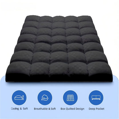 [Plush Machine Washable Topper] Mattress Topper with Overfilled Down Alternative Pillow Top - Baffle Box Design, Plush Support, Machine Washable, Fits 8-21" Deep Pocket Mattresses, Comfort Layer, Luxurious Feel, Durable Polyester
