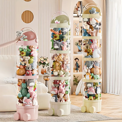 Four-layer Transparent Large-capacity Plastic Storage Bucket, Plush Animal House Design, High-transparency Storage Bucket, Keeps Plush Tidy, Suitable for Dollhouse Bedrooms And Living Room Decor, Perfect Mother's Day Gift