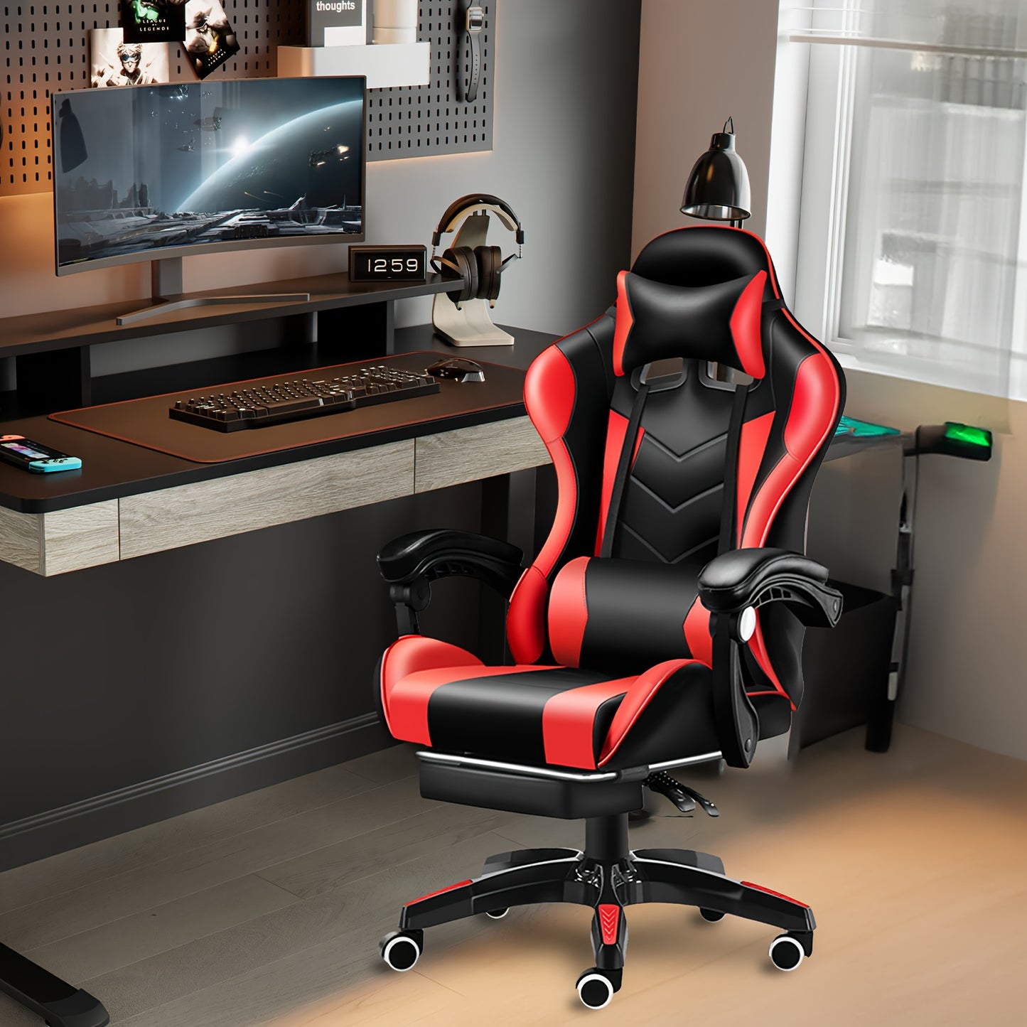 Gaming Chair, Adult Gamer Chair Ergonomic Computer Chair for Teens, Racing Style PC Office Chair with Lumbar Support