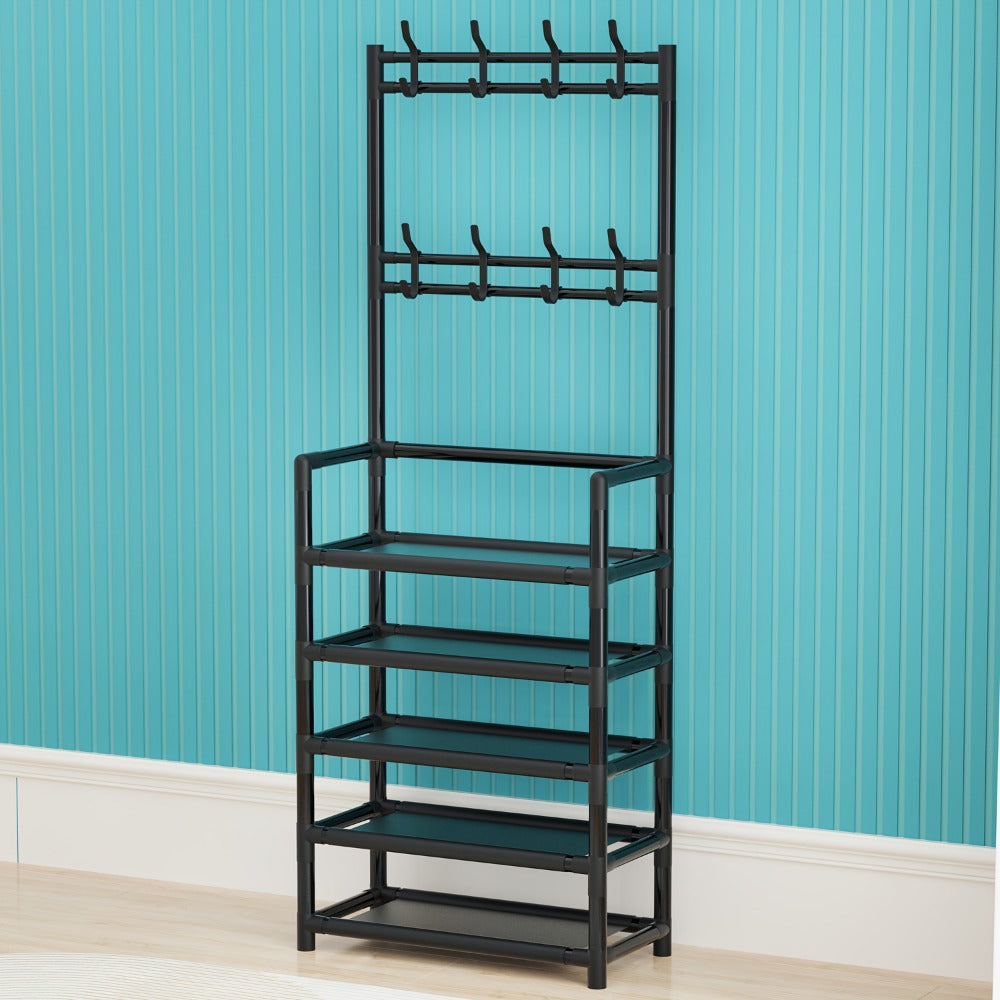 Shoe Rack with 10 Shoe Bags, Entryway Shoe Organizer & Hat Rack for Living Room Bedroom Hallway Dorm, Multi-Layer Freestanding Shoe Storage Shelf