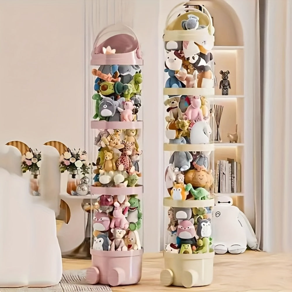4-layer Transparent Large-capacity Plastic Storage Bucket, A Lovely Home for Plush Zoo.Stylish And Clear Design Keeps All Animal Tidy.Perfect for Decorating Dollhouses, Bedrooms And Living Rooms.An Ideal Gift for Mother's Day.