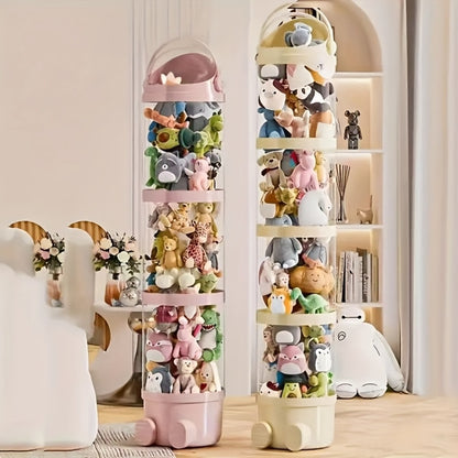 4-layer Transparent Large-capacity Plastic Storage Bucket, A Lovely Home for Plush Zoo.Stylish And Clear Design Keeps All Animal Tidy.Perfect for Decorating Dollhouses, Bedrooms And Living Rooms.An Ideal Gift for Mother's Day.