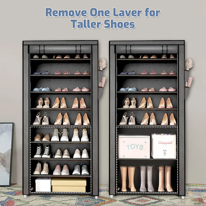 6/8/10 Tier Shoe Organizer with Nonwoven Fabric Cover Shoe Cabinet, Easy to Assemble, Portable Shoe Cabinet, Shoe Storage Shelf for 27-35 Pairs Of Shoes, Suitable for Various Scenes Such As Entryway, Suitable for Sneakers, High Heels, And Boots