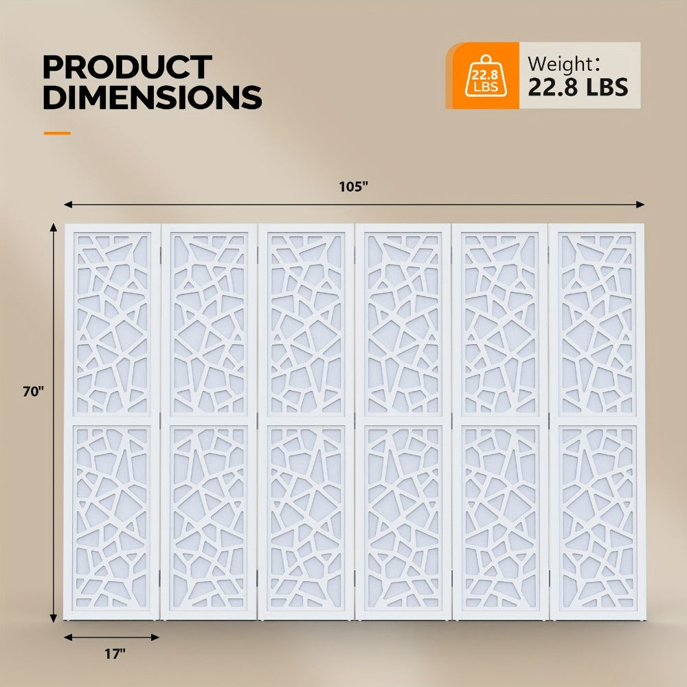 Geometric Wood Room Divider 70"H – Freestanding Privacy Screen with Modern Pattern, Indoor Space Separator for Living Room, Bedroom & Office, No Assembly Required