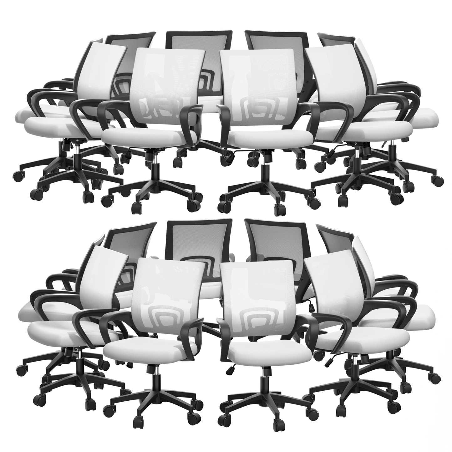 Mesh Office Home Chair, Mid Back Ergonomic Rolling Swivel Chair with Padded Seat and Armrest