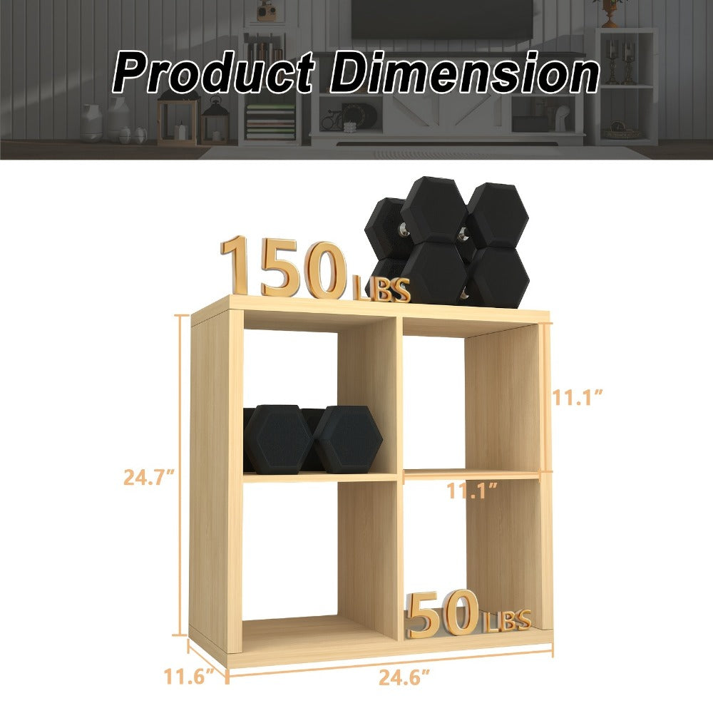Cube Storage Bookshelf 2 3 4 6 8 9 Cube Open Display Cabinet Thick Frame Floor Standing Bookcase with Anti-Tip Kit for Living Room Bedroom Study, 4 Colors