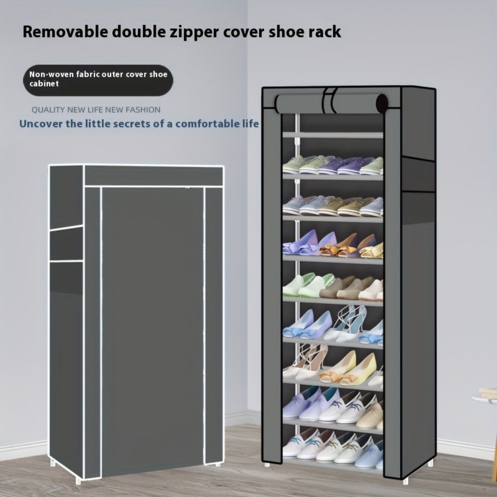 Large Shoe Rack Organizer 27-35 Pairs Multi-Layer Storage with Non-Woven Cover & Metal Frame, Space-Saving Shoe Cabinet for Entryway Bedroom Living Room Closet, Gray 5 Layers