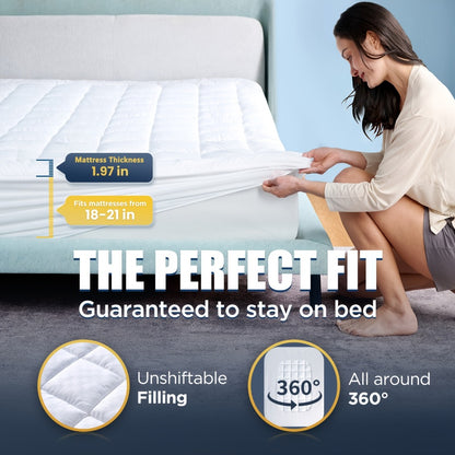 8-21 Inch Mattress Pad with Washable Cover for Bedroom Comfort and Support detail image - detail view 10